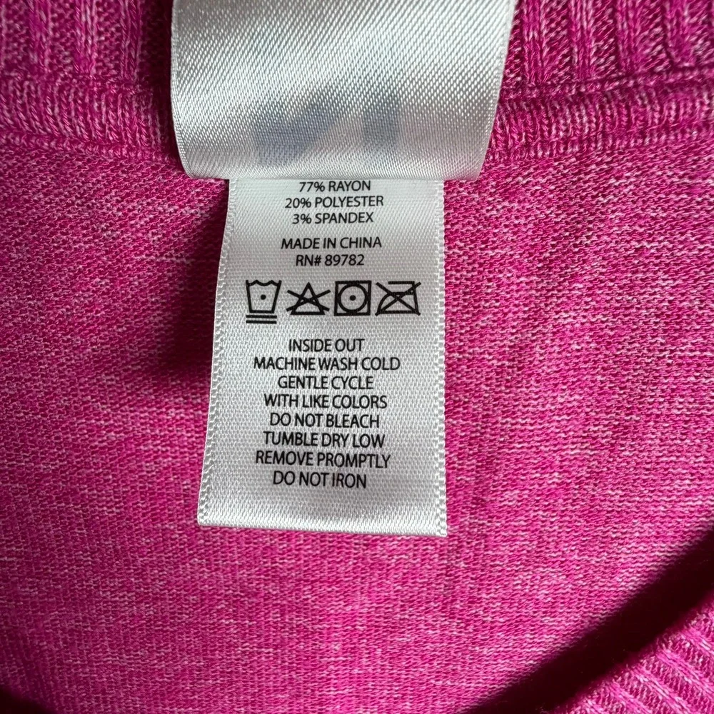 Natori Womens Magenta Pink‎ Heathered V-Neck Short Sleeve Ribbed Top Size M - Picture 4 of 7